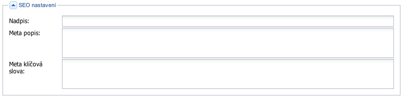 WebAdmin – nastavení SEO parametrů